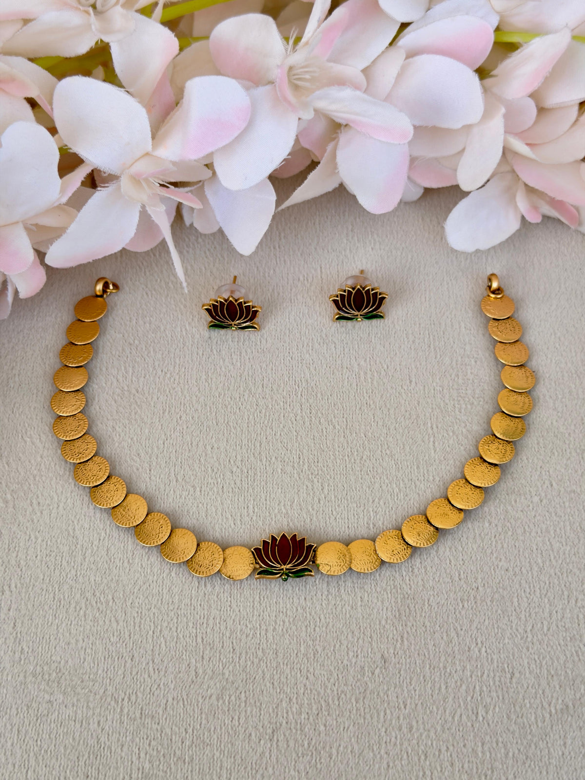 Elegant Lotus Coin Necklace N119