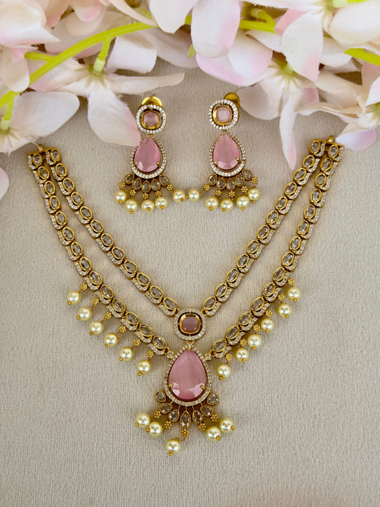 Double Layer AD Stone Necklace N082