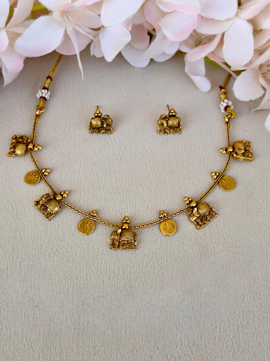 Elegant Coin Elephant Necklace N118