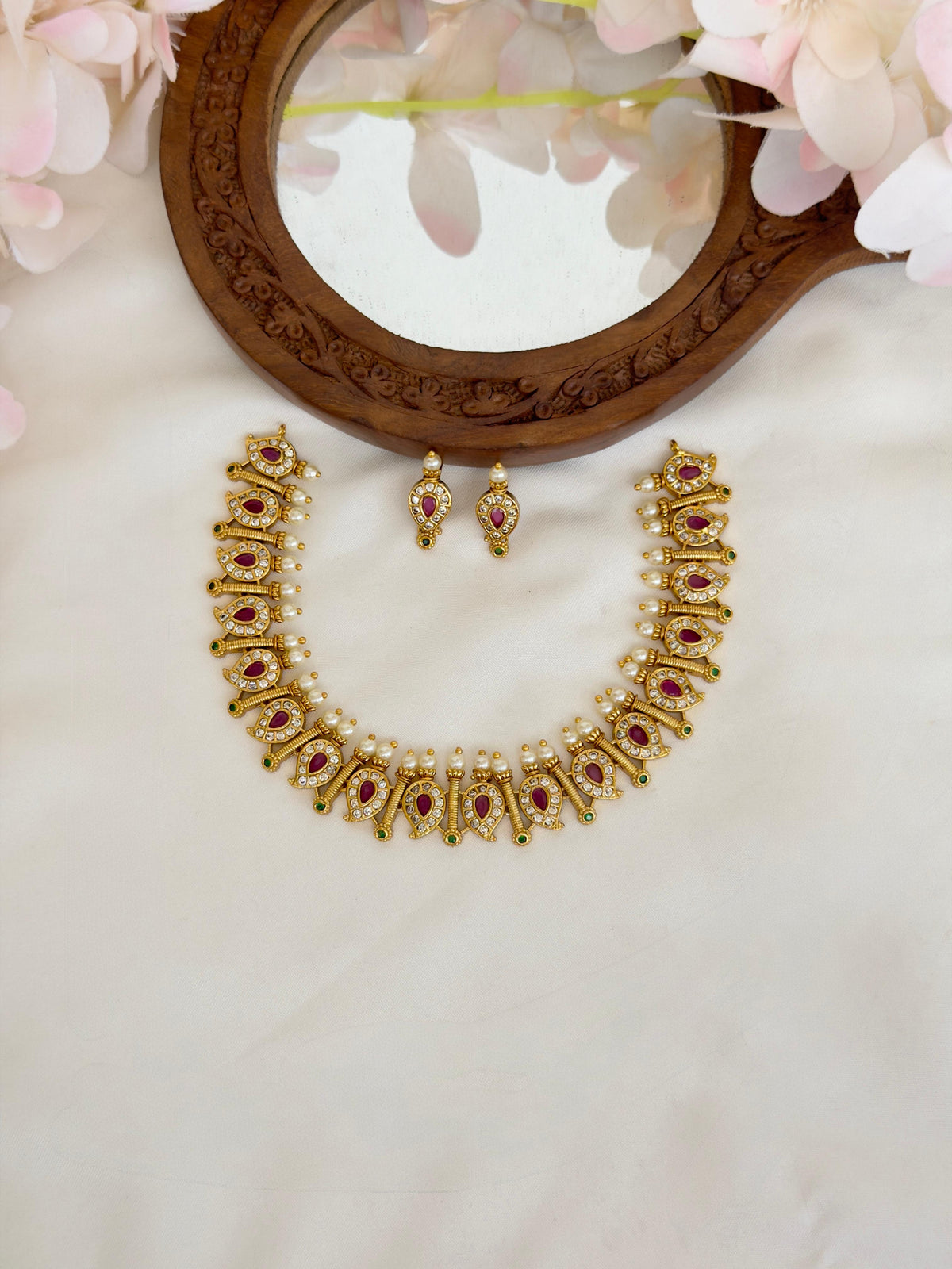 Premium Maanga Maalai Necklace With Stones N211
