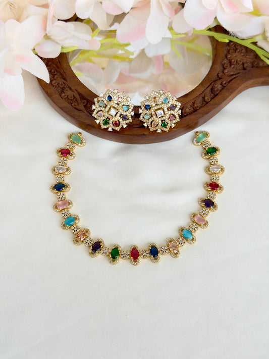 Sparkling Multistone Necklace N024