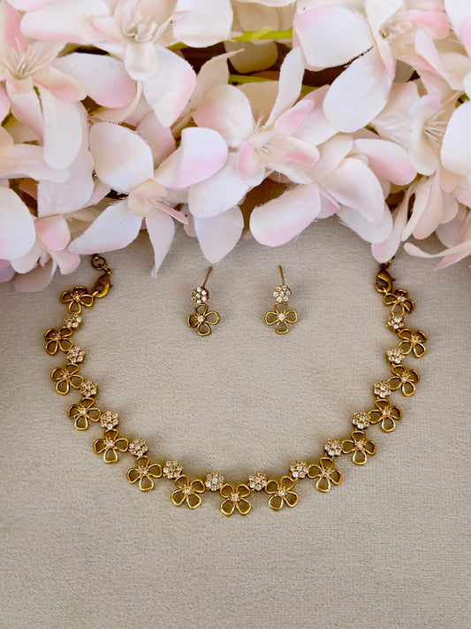 Stunning Floral AD Stone Necklace N062
